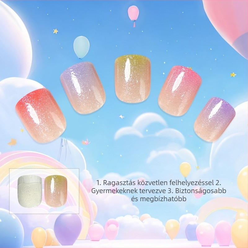 Ragasztós körömdíszítő matricák gyerekeknek, színes gradient színek