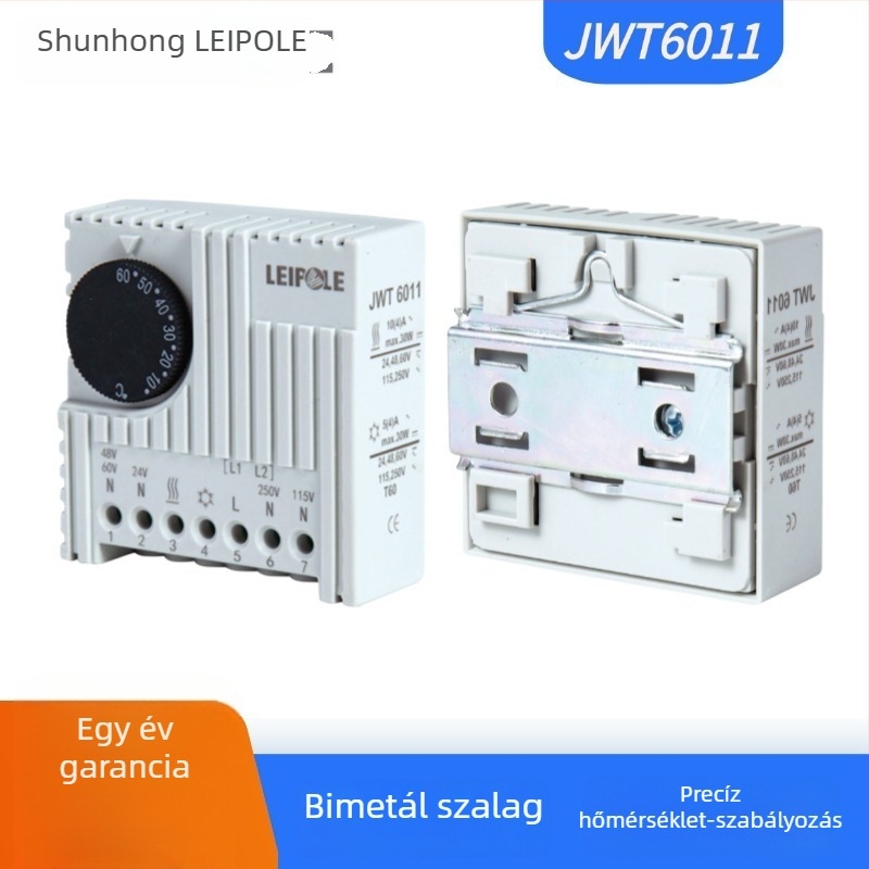 JWT6011 Szekrény hőmérséklet- és páratartalom-szabályzó, sínre szerelve, 24V