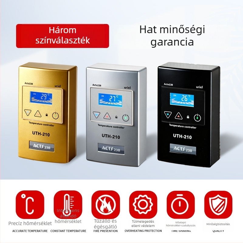 UTH-210 Okos padlófűtés termosztát, 4000W-os nagy teljesítményű hőmérsékletszabályzó