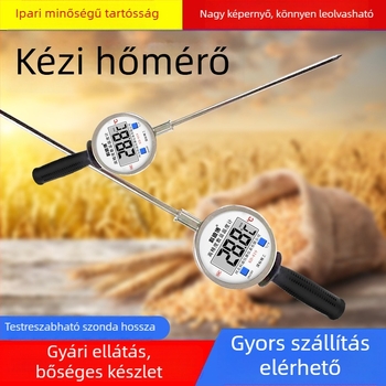 Kézi ipari magas hőmérsékletű hőmérő rozsdamentes acél szondával, digitális kijelző, bimetallikus érzékelő