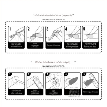 Új, magas minőségű kézzel készített trapéz alakú műköröm tippek, cat-eye bevonattal, 3D-relief mintával és gradientes fehérítő effektussal