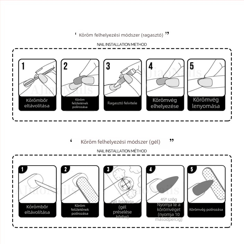 Új, magas minőségű kézzel készített trapéz alakú műköröm tippek, cat-eye bevonattal, 3D-relief mintával és gradientes fehérítő effektussal