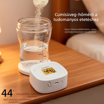 Újratölthető bébi hőmérő készlet: tápszertermometer, cumisüveg-hőmérő, víz- és élelmiszerhőmérő, tejtesztcsík