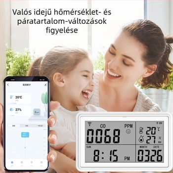 Graffiti-stílusú WiFi-higrométer és szén-monoxid-detektor beltéri használatra, kétfunkciós intelligens érzékelő