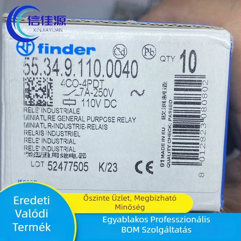 Fende nagy teljesítményű elektromágneses relé 55.34.9.110.0040 DC110V 4-csoportos átkapcsolás 7A Finder