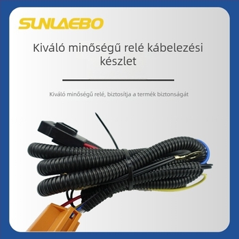 12V-os autóklaxon átlátszó házzal, sárgaréz tekercs és kábelkészlet relével