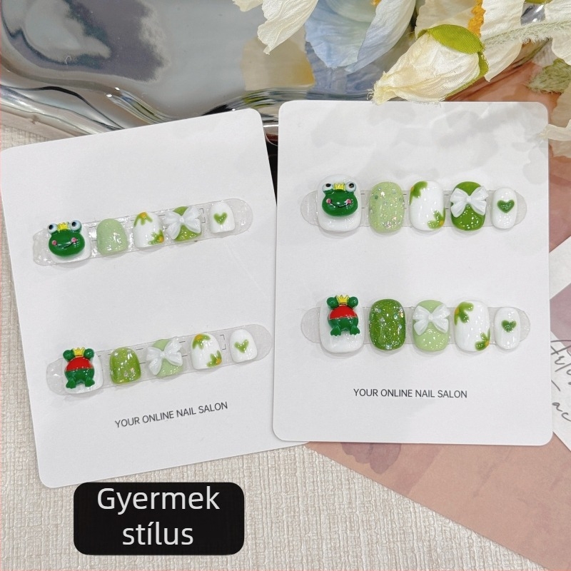 Gyerekeknek készülő béka motívumos körömdíszítő matricák – vízálló, biztonságos
