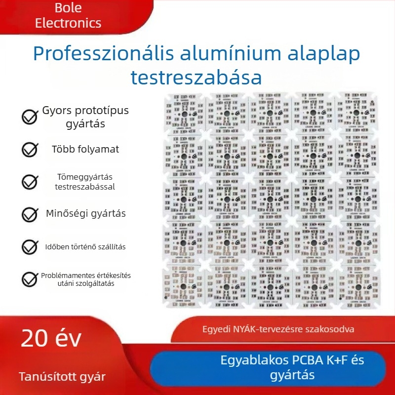 LED áramkörök számára alumínium alapú PCB, egy- és kétsoldalas, SMD forrasztás