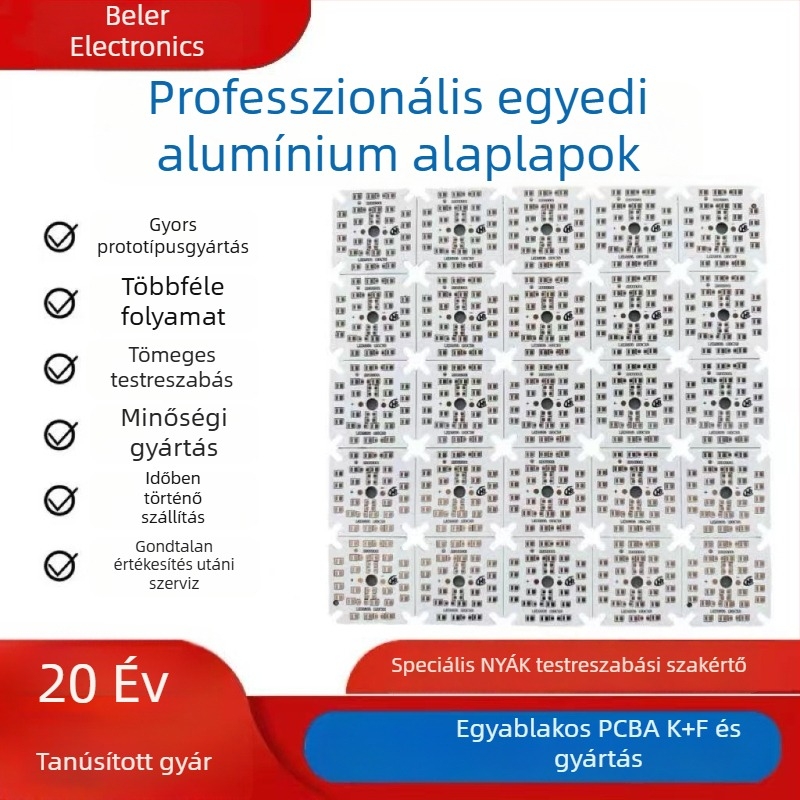 LED áramkörök számára alumínium alapú PCB, egy- és kétsoldalas, SMD forrasztás