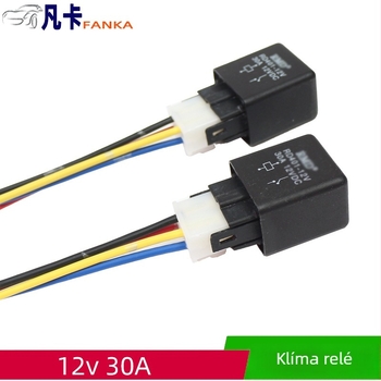 Autóklímás relé, négytűs, DC 12V, 30A, fekete ház RD401 alátéttel