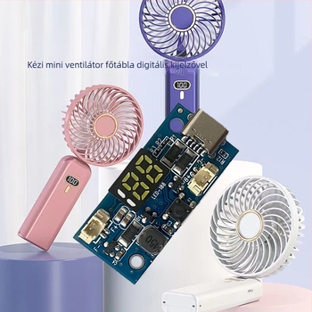 Kézben tartható ventilátorhoz tervezett áramkör digitális kijelzővel, csapágy nélküli kis ventilátorral