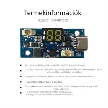 Kézben tartható ventilátorhoz tervezett áramkör digitális kijelzővel, csapágy nélküli kis ventilátorral