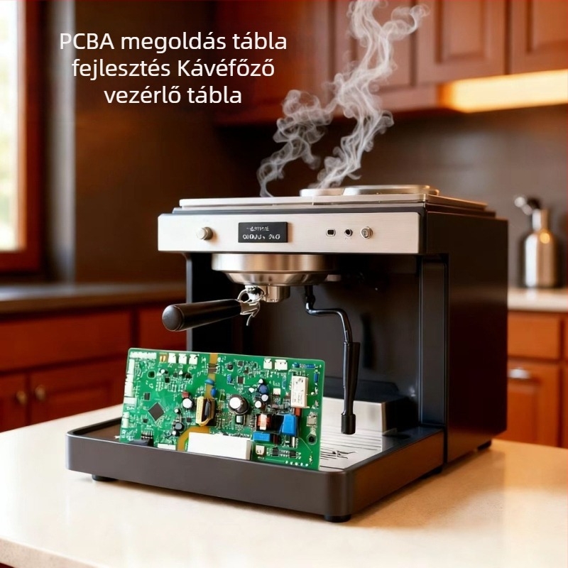 PCB-összeszerelés és SMT prototípus-készítés kávéfőző vezérlőpanelhez, alaplap és mikrokontroller