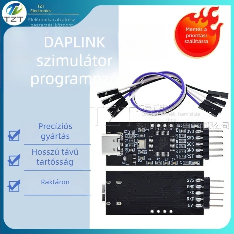 DAPLink alternatívája a J-Link OB/ST-LINK-hez STM32 programozó és letöltő — TTL soros port emulátor ARM-hoz