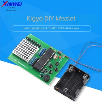 DIY elektronikai készlet tanulásra: Snake játék konzollal 8051-es mikrokontrollerrel és forrasztási alkatrészek