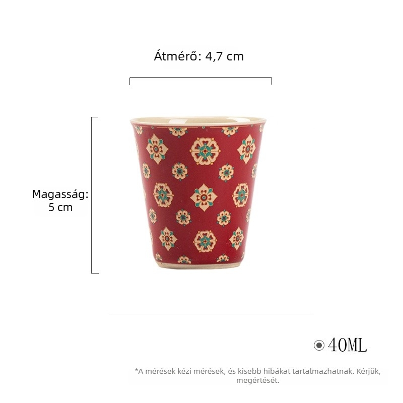Moji Lang vörös Pipa mintás porcelán teás pohár kóstoláshoz, kung fu tea kellék, nemzeti stílusú aromás pohár, egy pohár