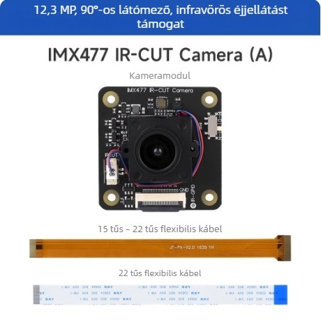 IMX477 kamera modul, 12.3 MP, kompatibilis Raspberry Pi 5 és Jetson Orin fejlesztőlapokkal