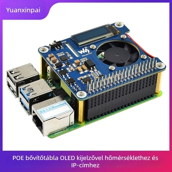 Raspberry Pi 4B/3B+ POE Ethernet tápegység bővítő kártya OLED valós idejű hőmérséklet kijelzővel és IP-cím IO bővítéssel