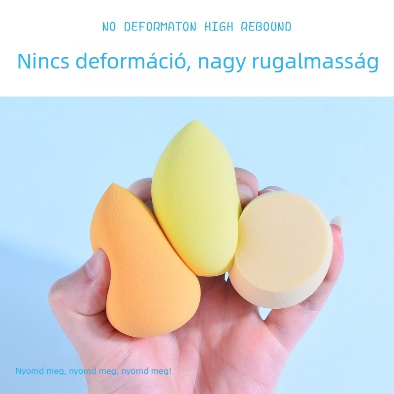 Sminktojás alakú szivacs, hidrofíliás, latexmentes, formák: olíva, csepp és tök