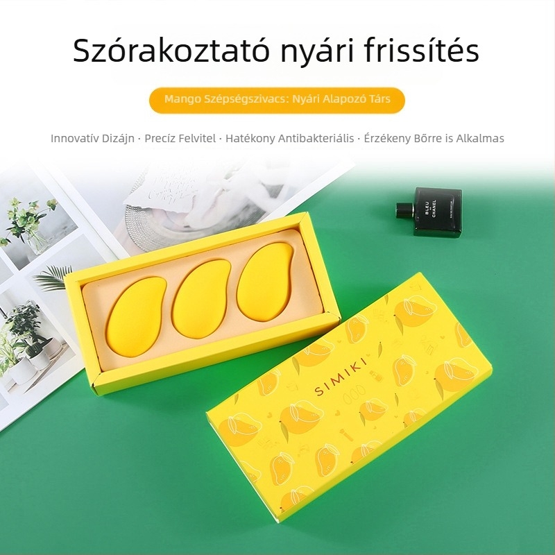 Mangó sminkszivacs tojás, ferde vágású, nedves és száraz kettős használatra, csepp alakú