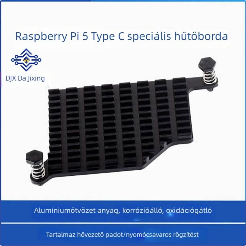 Raspberry Pi 5 alumínium hűtő és hőpad, nyomócsavaros rögzítés