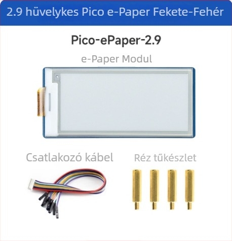 Raspberry Pi Pico 2,9 hüvelykes E Ink kijelzővel ellátott polcfelirat és Pico bővítő-fejlesztő tábla
