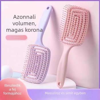 Puha, magas koronájú hajformázó fésű légpárnás párnával, hosszú hajra – fejbőr masszázs