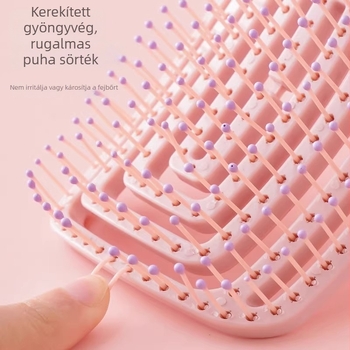 Puha, magas koronájú hajformázó fésű légpárnás párnával, hosszú hajra – fejbőr masszázs