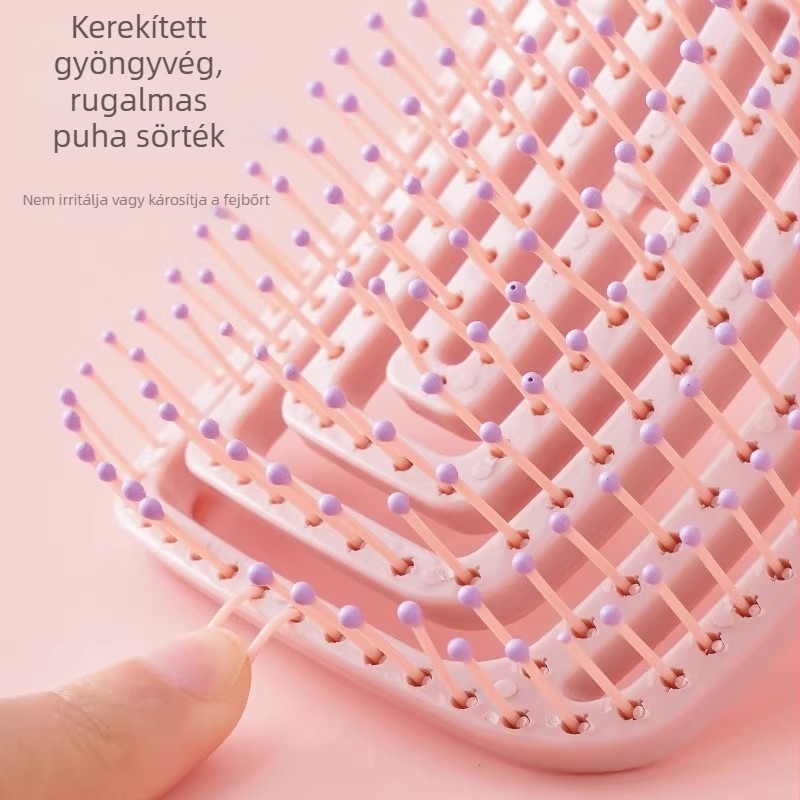 Puha, magas koronájú hajformázó fésű légpárnás párnával, hosszú hajra – fejbőr masszázs