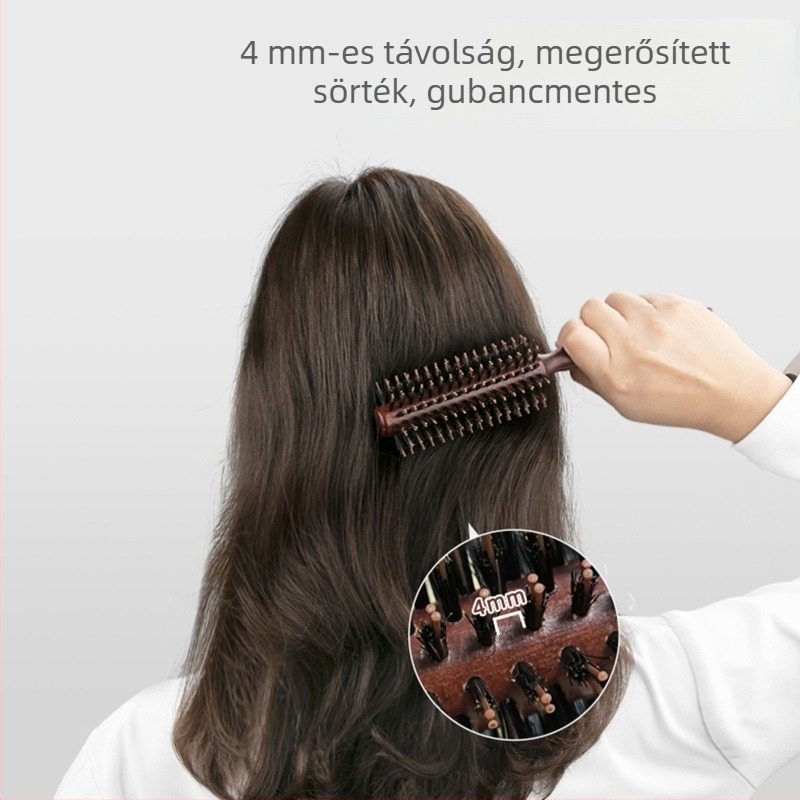 Fából készült körkörös fésű sertésszőrrel, hőálló, nagy fürtökhöz és hullámokhoz