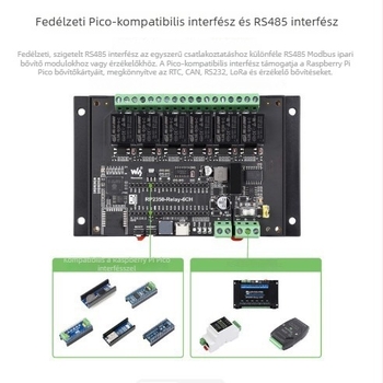 Raspberry Pi RP2350 fejlesztődeszka, ipari kategóriás 6-relés modul, elszigetelt RS485 interfész