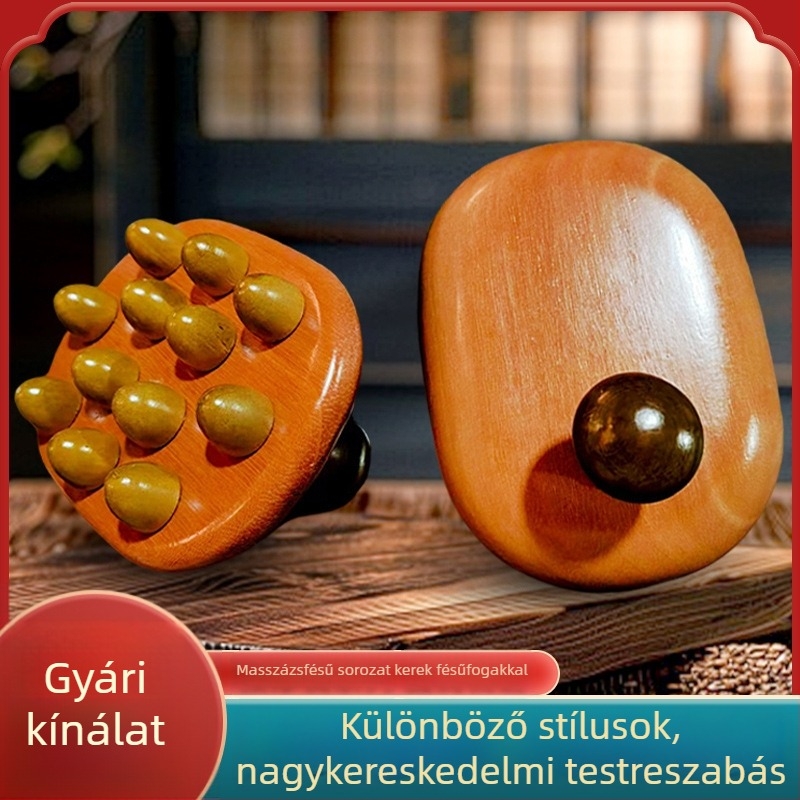 Fából készült masszírozó fej meridián masszázshoz, hashoz és karokhoz