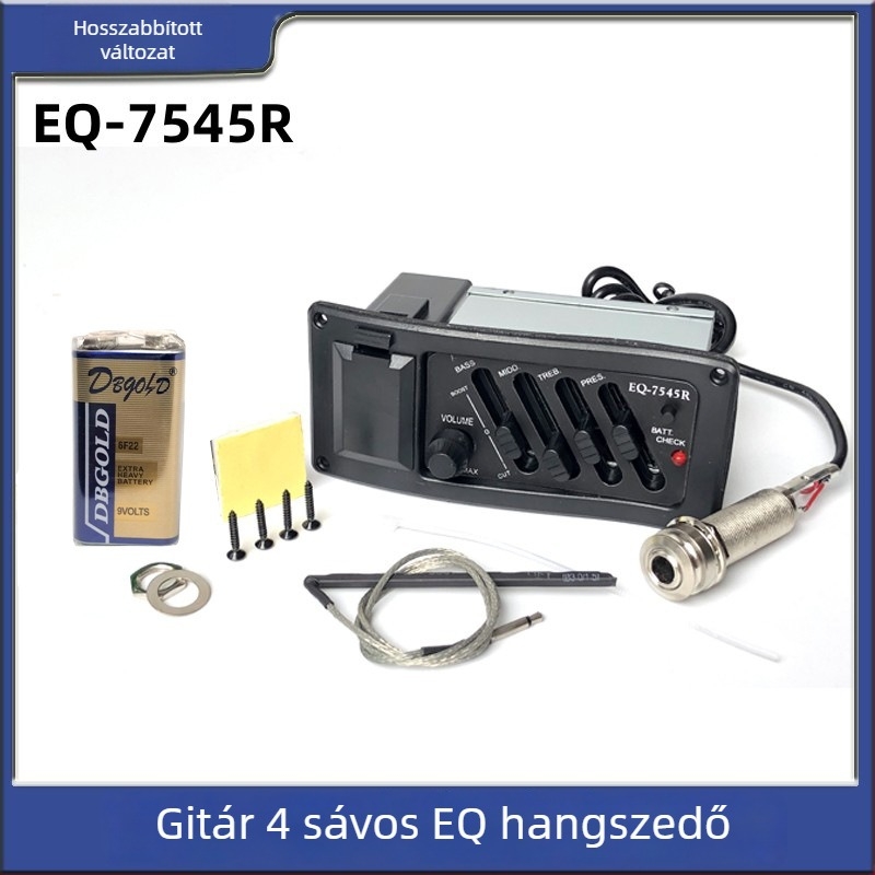 EQ7545R Farokcsap típusú hangszedő folk akusztikus gitárhoz, négy sávos EQ, akkumulátorral