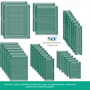 KHX FR-4 kétszintes perforált prototípus tábla, 10×15 cm, ónos bevonat