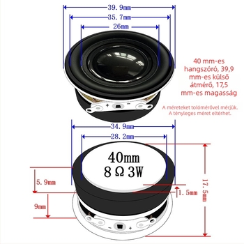 Jinggeyuan 40 mm kör alakú hangszóró külső mágneses kivitelezéssel, 13‑magos multimédiás kis hangfal, 8 Ω, 3 W, középf basszus meghajtó