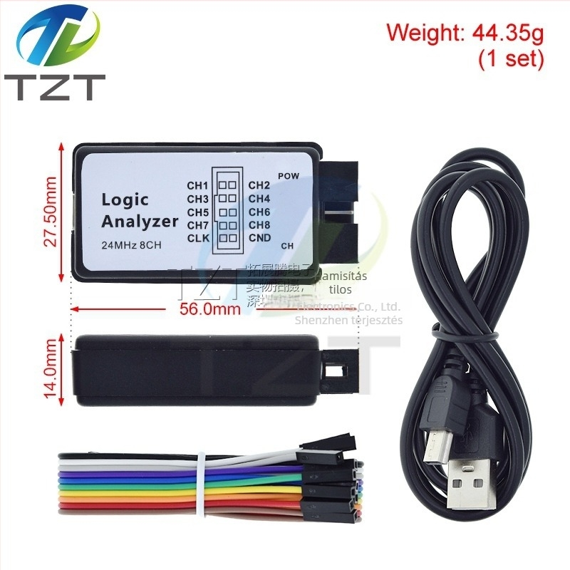 USB logikai analizátor mikrovezérlők, ARM és FPGA hibakereséséhez — 24 MS/s mintavétel, 8 csatorna