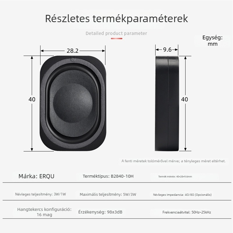 Jinggeyuan Téglalap alakú hangszóróház 2840, 8 Ω, 2 W, reklámberendezés, intelligens eszköz, AI-gép, kis hangszóró