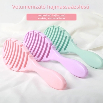 Masszázs hajkefe nedves és száraz használatra, bordázott dizájnnal, hosszú hajhoz, hordozható