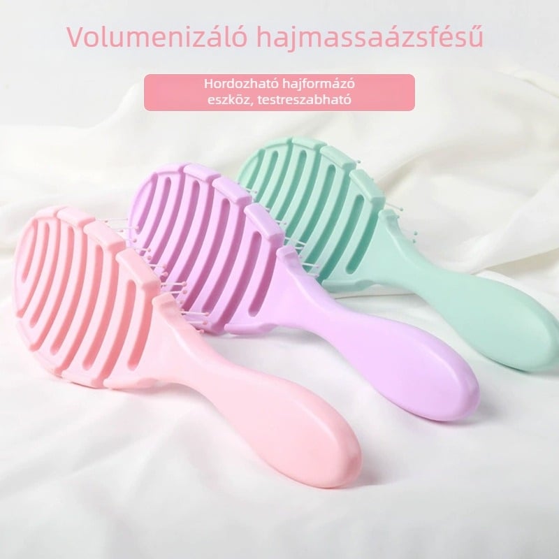 Masszázs hajkefe nedves és száraz használatra, bordázott dizájnnal, hosszú hajhoz, hordozható