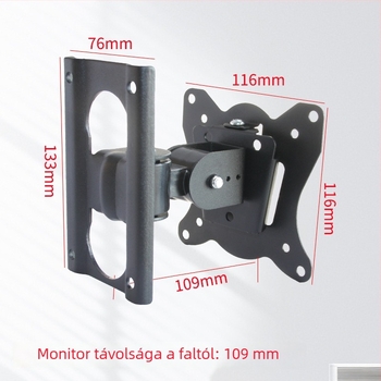 Teleszkópos LCD monitor tartó falra szerelhető, 360° forgás, 12–27 hüvelykes kijelzőkhöz