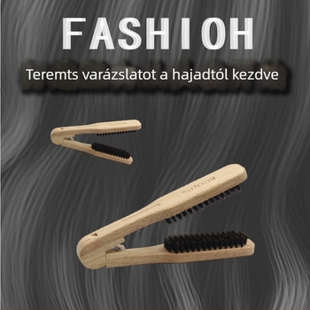 V alakú hajkefe lótuszfából, hőálló a haj kiegyenesítéséhez, kíméli a hajat