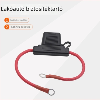 AMOMD AOM1316-30CM Autó biztosítótartó, 80A, 8 AWG, 1 bemenet-1 kimenet, 30 cm hosszú
