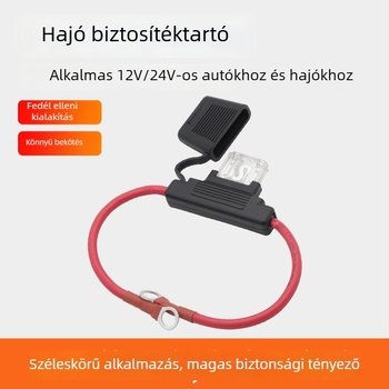 AMOMD AOM1316-30CM Autó biztosítótartó, 80A, 8 AWG, 1 bemenet-1 kimenet, 30 cm hosszú
