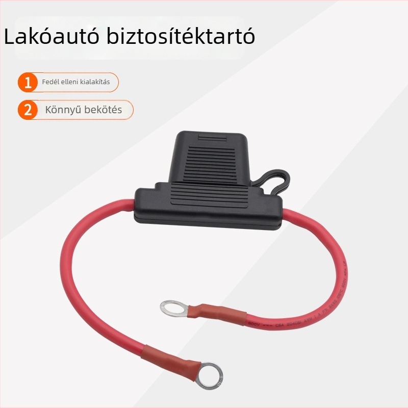 AMOMD AOM1316-30CM Autó biztosítótartó, 80A, 8 AWG, 1 bemenet-1 kimenet, 30 cm hosszú