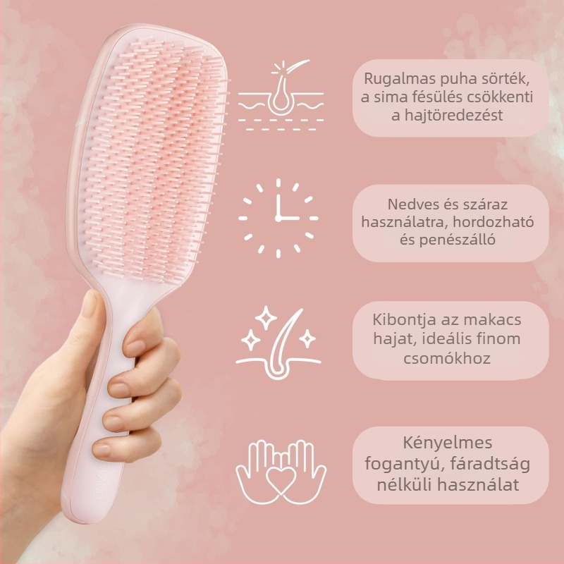 Légpárnás fejbőrmasszírozó kefe otthoni használatra, hosszú göndör hajhoz, hordozható, fejmasszázs és samponozás