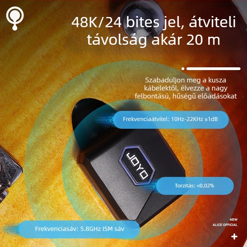 JOYO JW-06 Vezeték nélküli adó-vevő elektromos gitárhoz, hordozható töltőtokkal