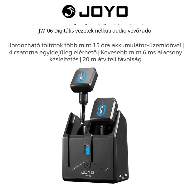 JOYO JW-06 Vezeték nélküli adó-vevő elektromos gitárhoz, hordozható töltőtokkal