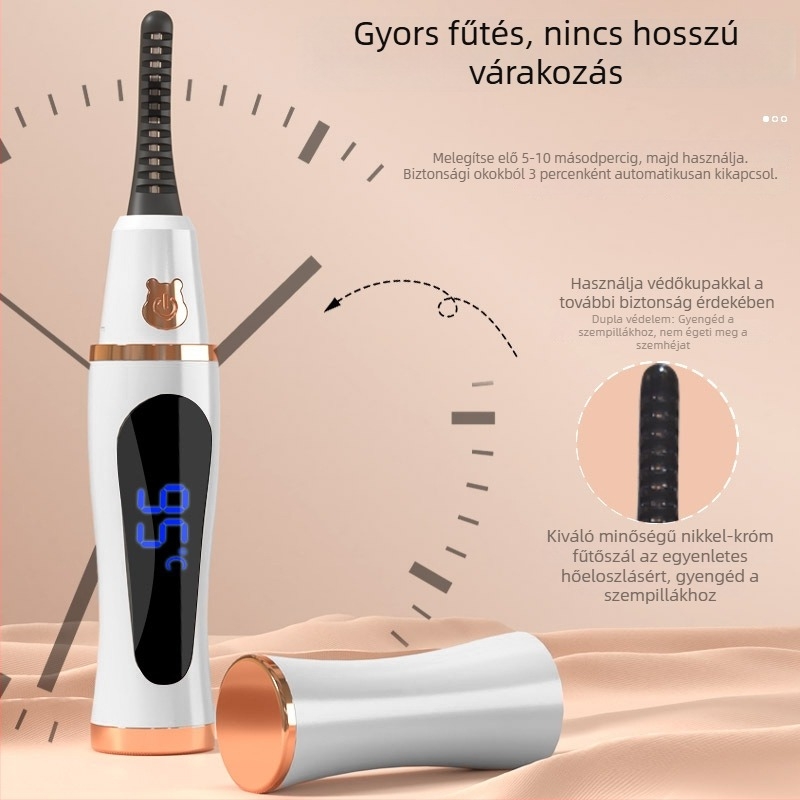 Iontechnológiás elektromos szempilla göndörítő, újratölthető, fűtéses, hosszú tartású