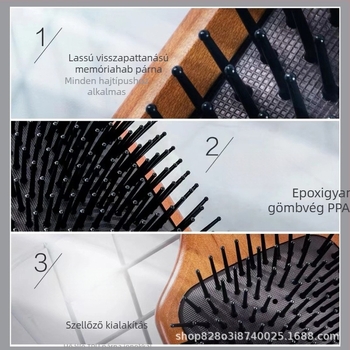 Tömörfa légpárnás fésű a hajformázáshoz és masszázshoz otthon