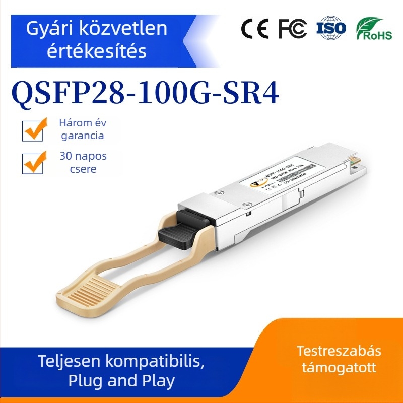 100G QSFP28 SR4 multimodális optikai modul, 100 m, 850 nm, 100 Gb/s